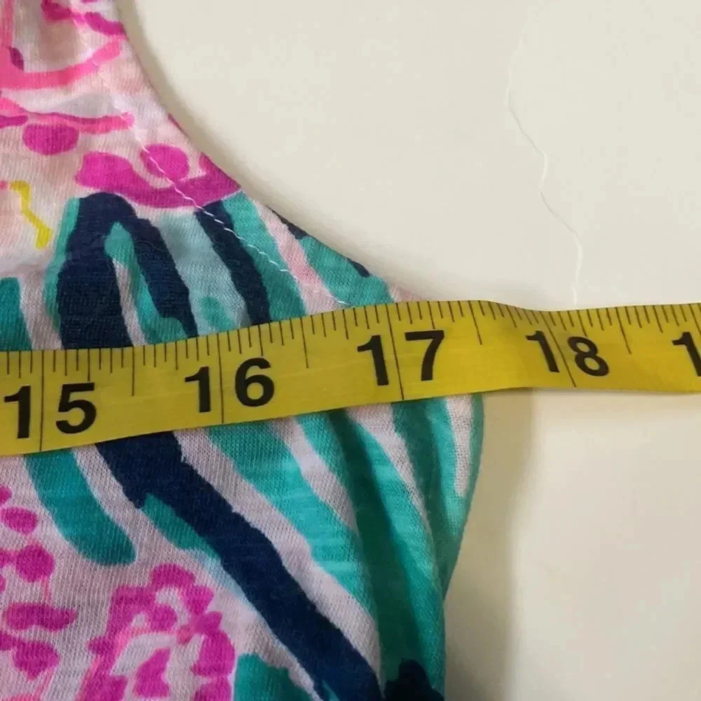 Lilly Pulitzer Via Flora design sleeveless top gold buttons. Pink aqua, size S - Picture 5 of 10
